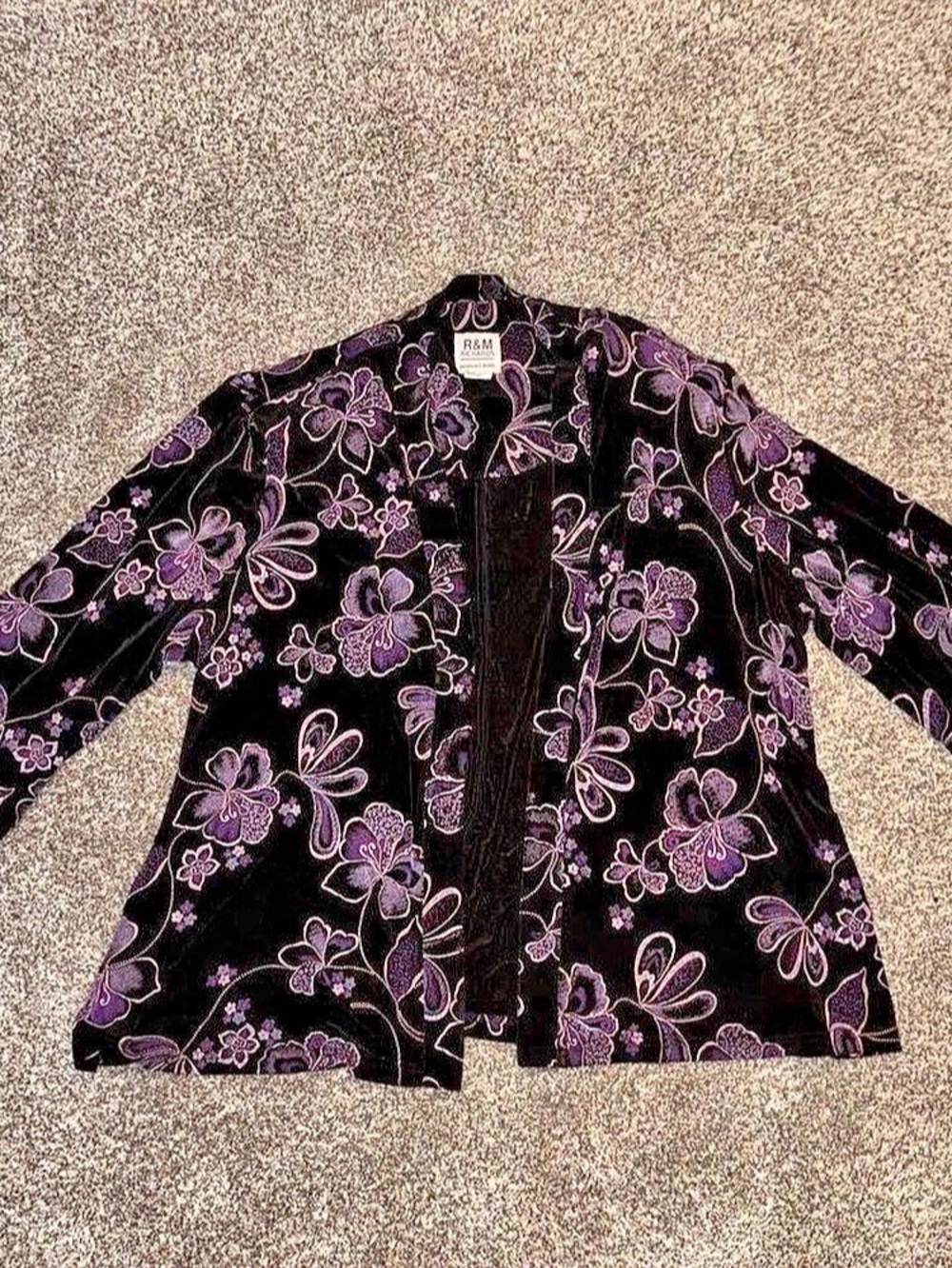 Vintage black and purple whimsical whimsygoth floral cardigan